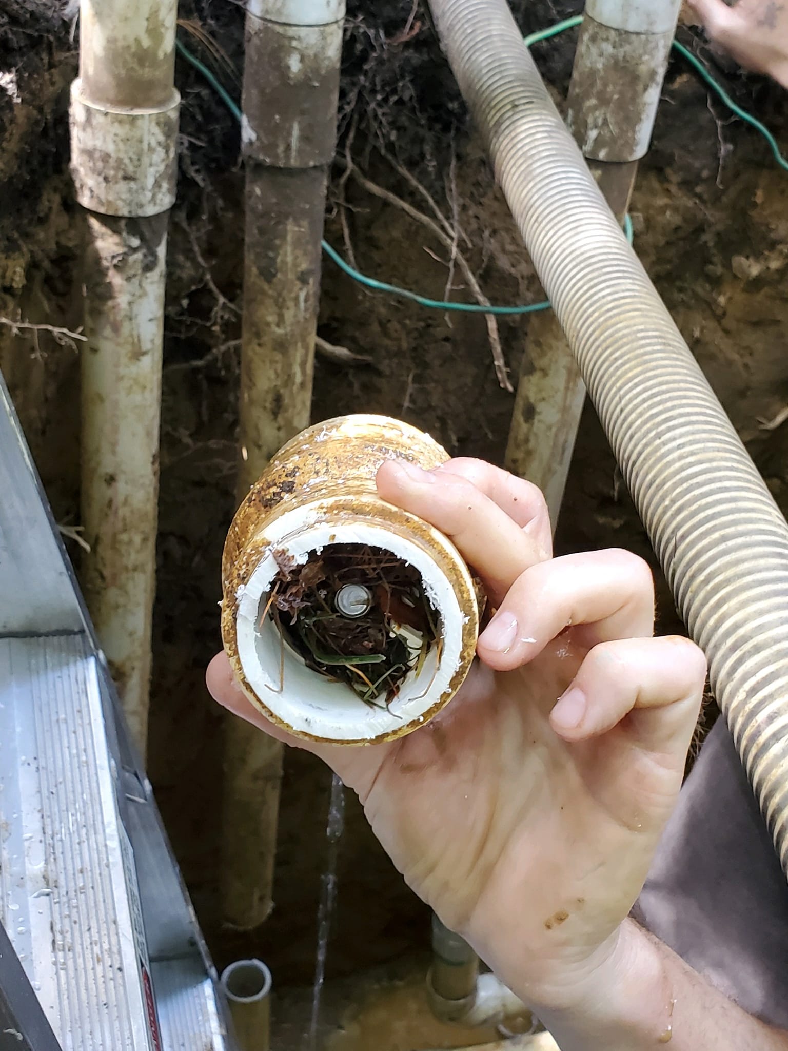 clogged pool pipe